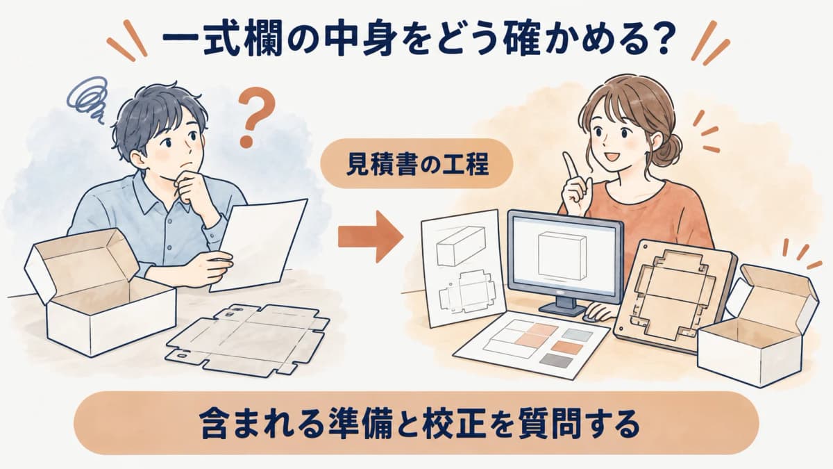 見積書の一式欄を工程へ分ける図
