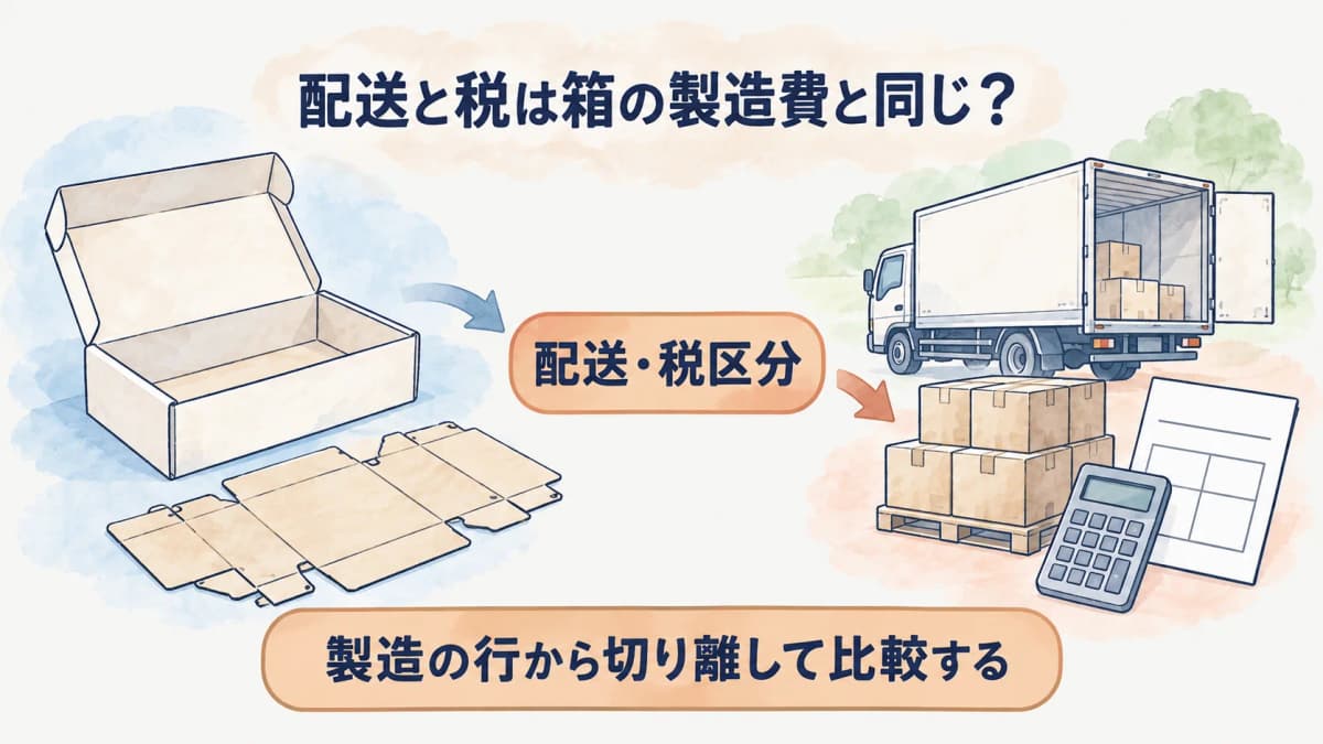 製造費と配送・税区分を別欄で読む図