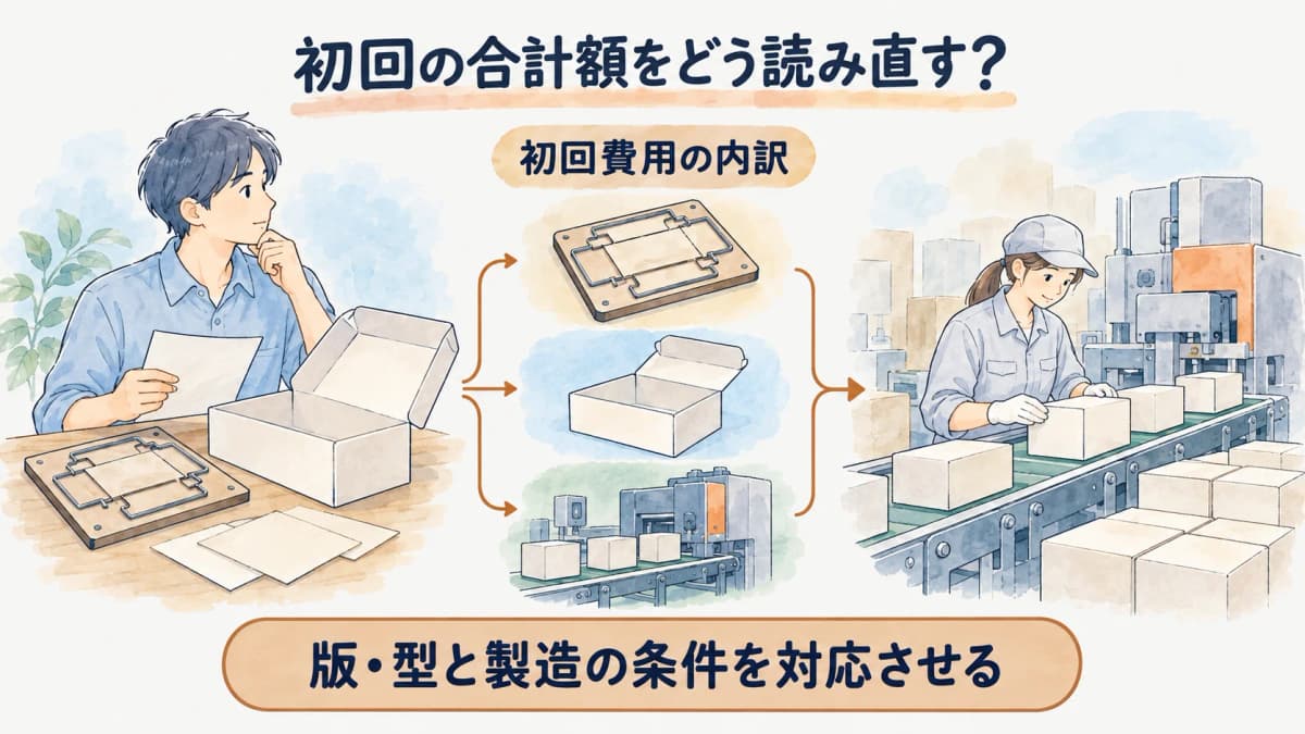初回費用と製造費を照合する完成表の図
