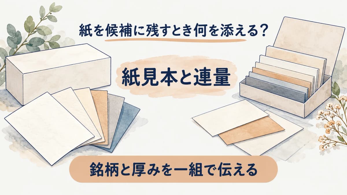 紙見本と連量を一組で記録する図